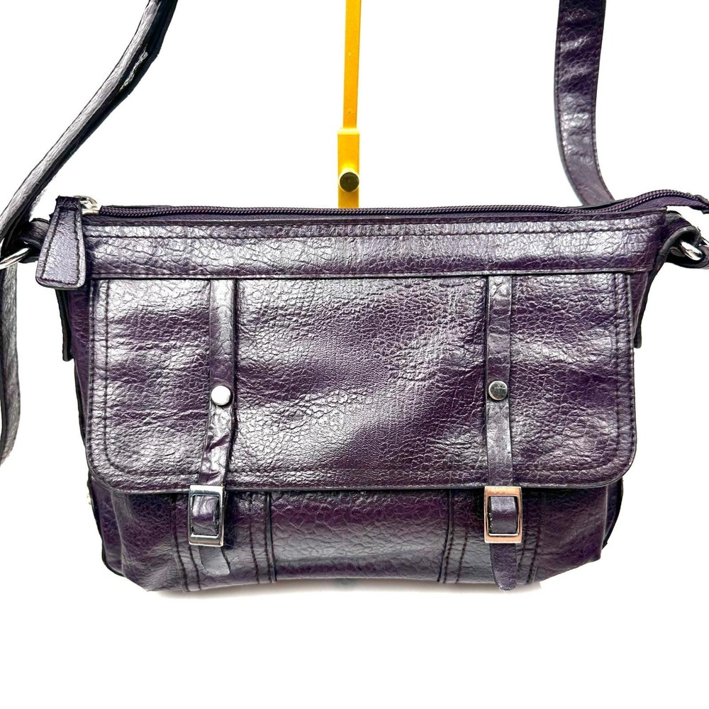VTG St. Johns Bay Purple Faux Leather Crossbody Bag Medium Purse Everyday Casual